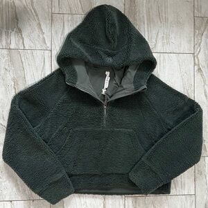 lululemon Cropped Sherpa Scuba Quarter Zip Dark Green Hoodie